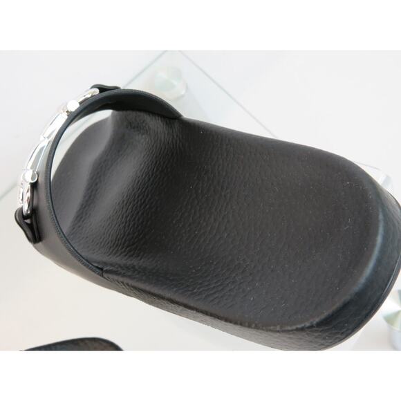 NIB FERRAGAMO GROOVY 11 BLACK RUBBER SILVER GANCINI BIT LOGO SANDALS SLIDES 8 M - Picture 9 of 13